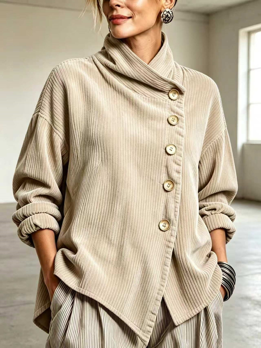 Capucine | Corduroy High-Neck Jumper