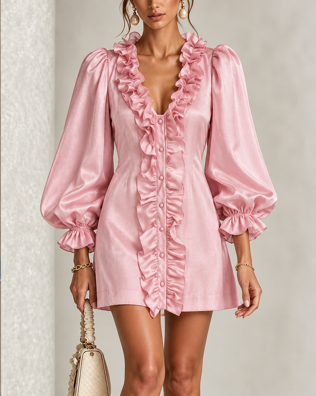 Emery | Elegant Ruffle Detail Mini Dress