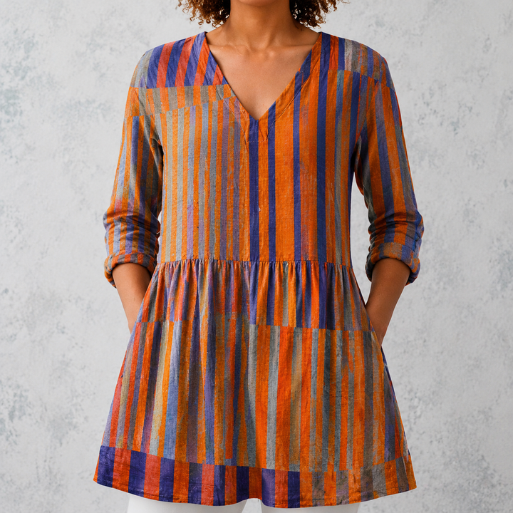 Nadia | Long Blouse with V-Neck