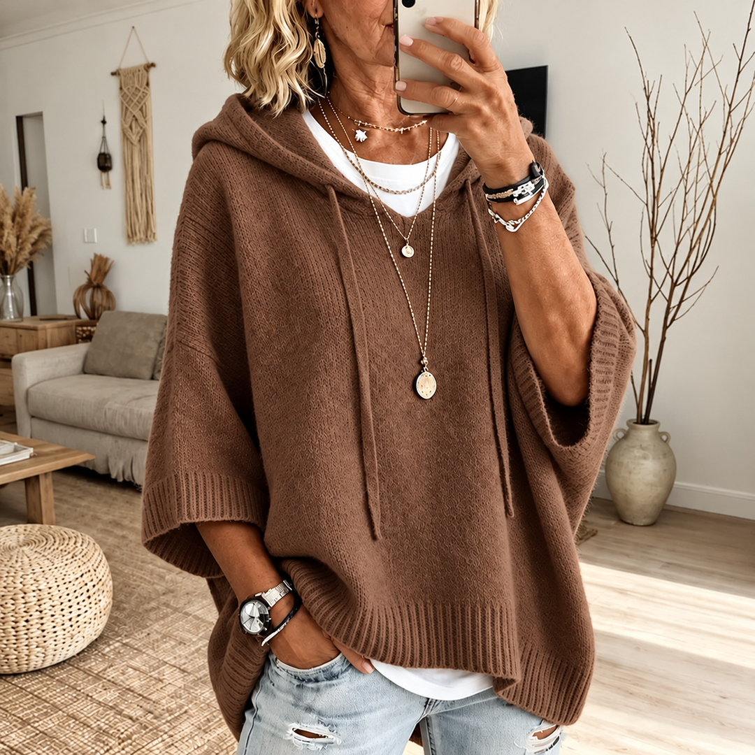 Camille | Hooded Knit Poncho
