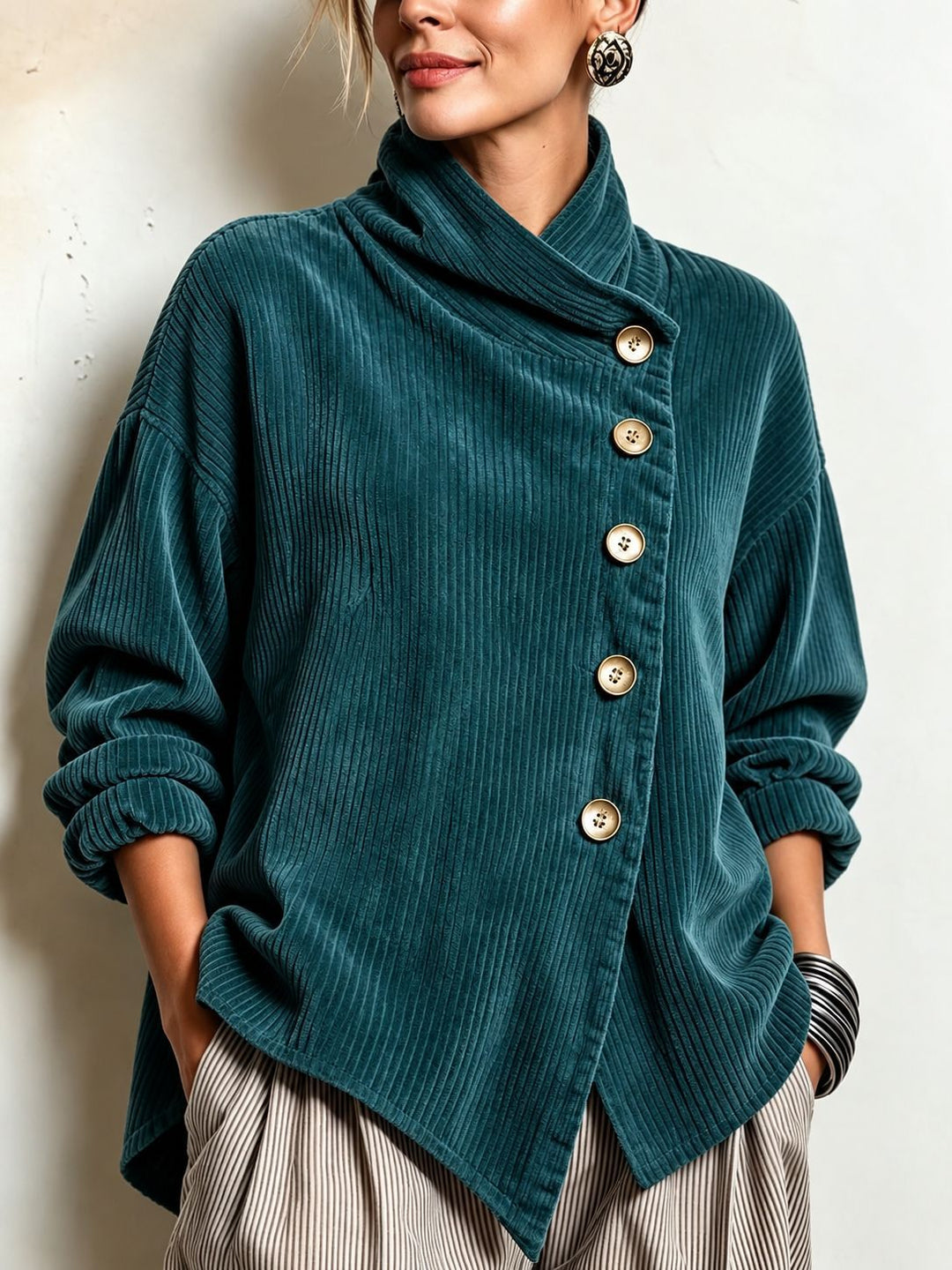 Capucine | Corduroy High-Neck Jumper