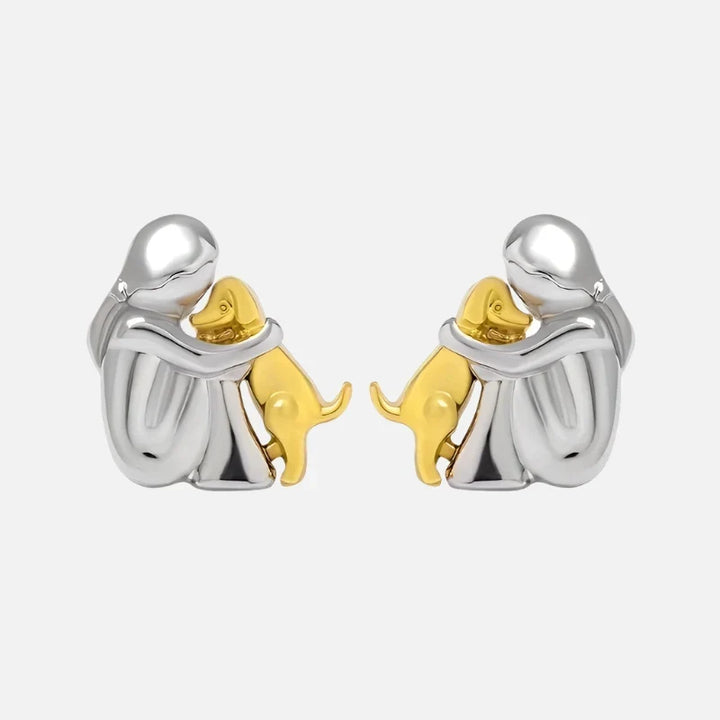 Silver and Gold Two-Tone Hug Earrings