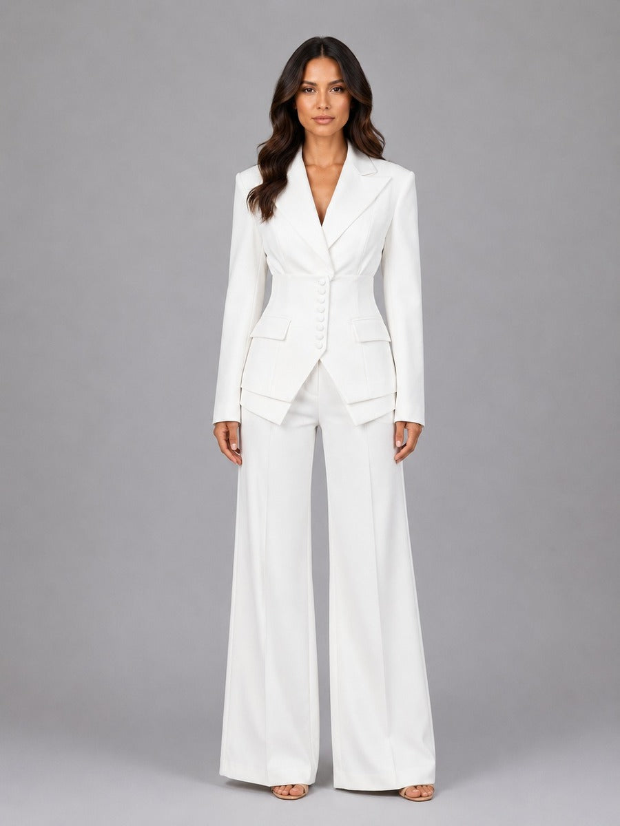 Anselma | Two-Piece Suit with Nipped-Waist Blazer and Wide-Leg Trousers