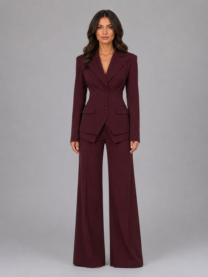 Anselma | Two-Piece Suit with Nipped-Waist Blazer and Wide-Leg Trousers