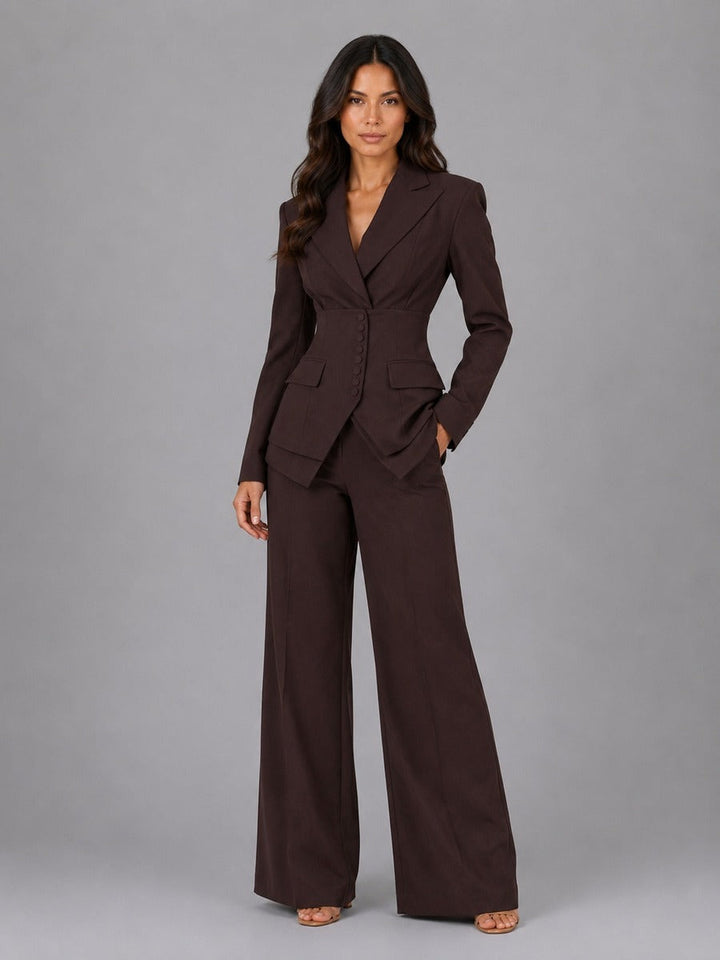 Anselma | Two-Piece Suit with Nipped-Waist Blazer and Wide-Leg Trousers