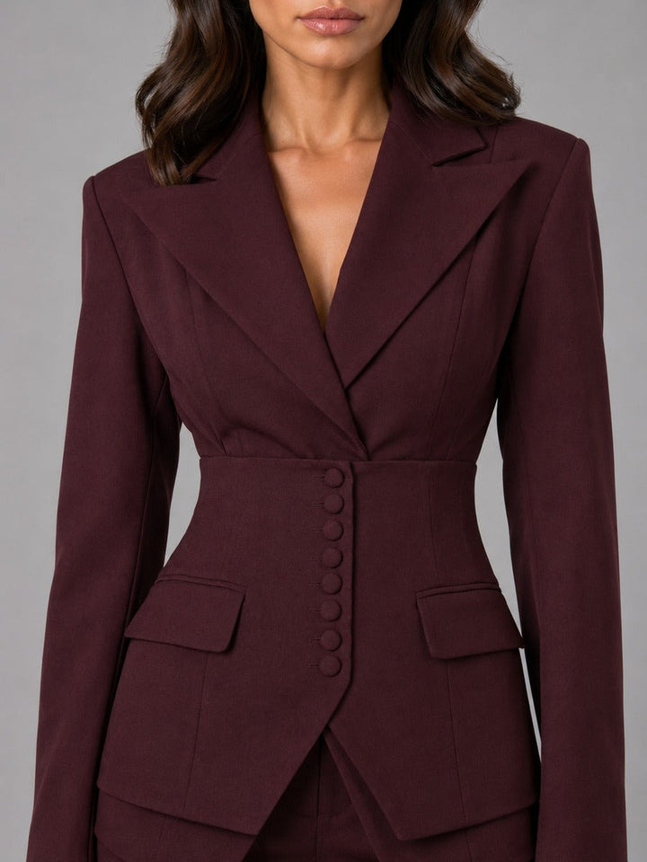 Anselma | Two-Piece Suit with Nipped-Waist Blazer and Wide-Leg Trousers