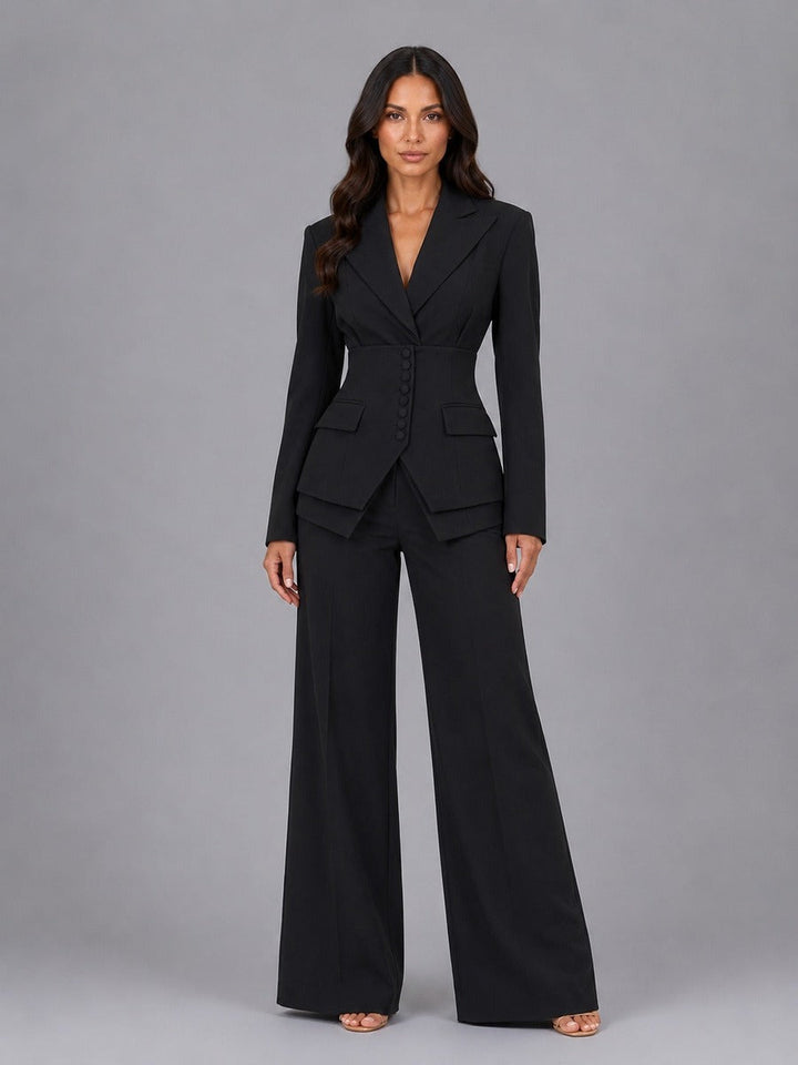 Anselma | Two-Piece Suit with Nipped-Waist Blazer and Wide-Leg Trousers