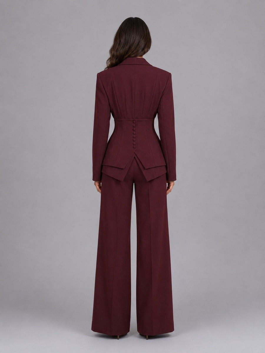 Anselma | Two-Piece Suit with Nipped-Waist Blazer and Wide-Leg Trousers