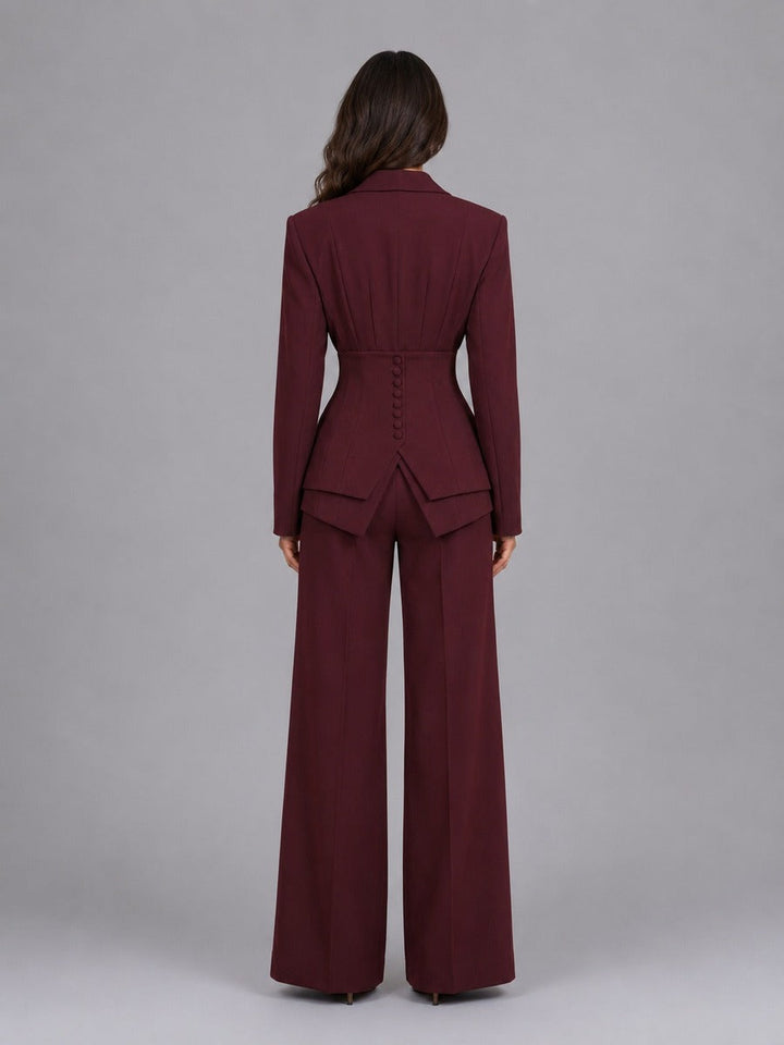 Anselma | Two-Piece Suit with Nipped-Waist Blazer and Wide-Leg Trousers