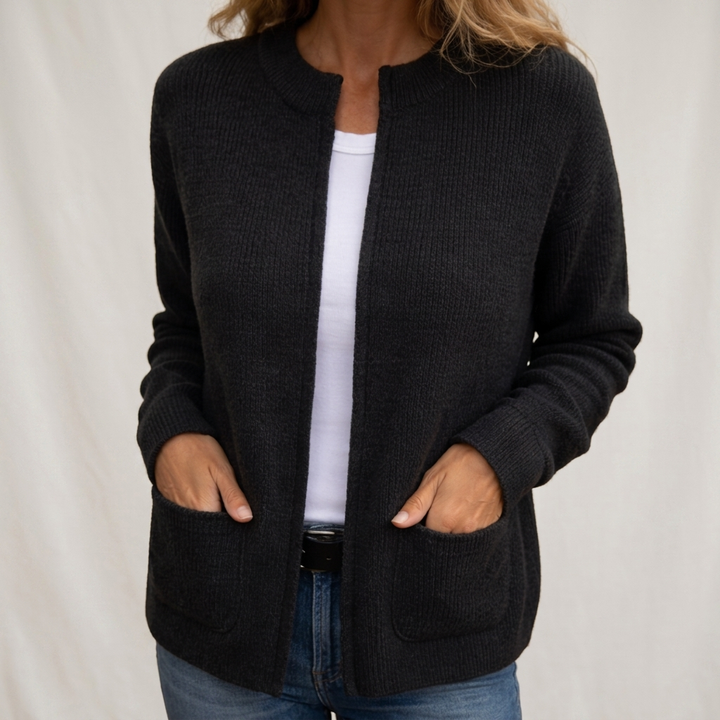 Camille | Warm Knit Zip-Up Cardigan with Pockets