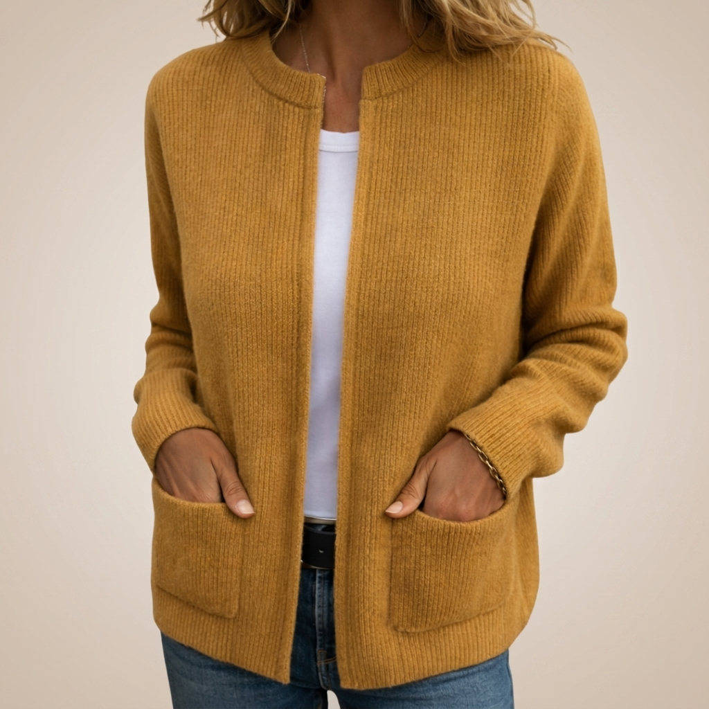 Camille | Warm Knit Zip-Up Cardigan with Pockets