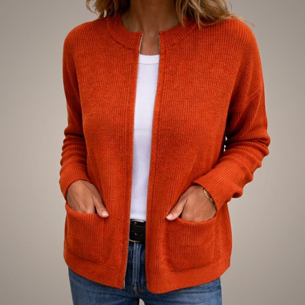 Camille | Warm Knit Zip-Up Cardigan with Pockets
