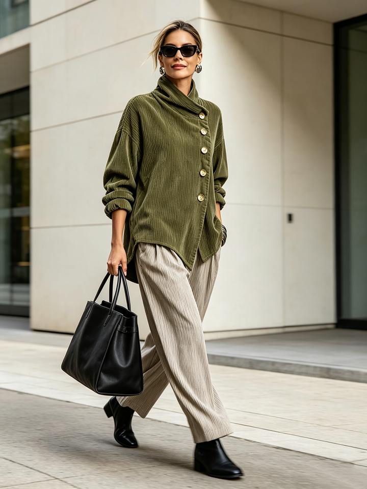 Capucine | Corduroy High-Neck Jumper